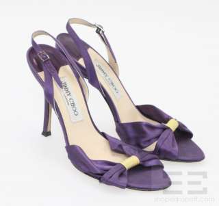 Jimmy Choo Purple Satin Slingback Stiletto Heels Size 38.5  