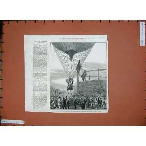 Balloon Ascent Jovis Mallet Villette Paris France 1887 