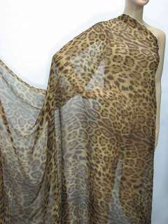 Dressmaking Leopard Print, Pure Silk Chiffon Fabric Material per yard 