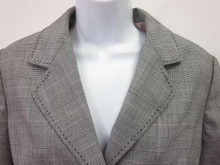 KENAR Gray Pink Plaid Collared Blazer Jacket Sz 8  