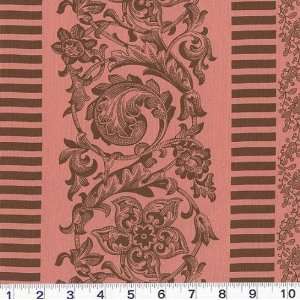   Scroll Stripe Pink/Brown Fabric By The Yard Arts, Crafts & Sewing