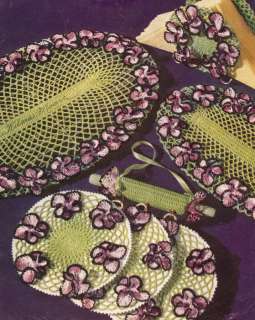 Vintage Crochet PATTERN Pansy Doily Hot Pad Pot Holder  