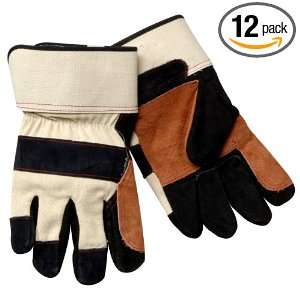  Leather Palm Work Gloves, Shoulder Split Cowhide Double Layer Palm 