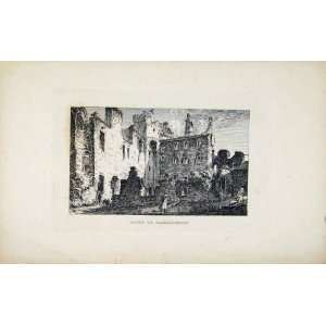  C1830 Etching Court Caerlavesrock Antique Print Art