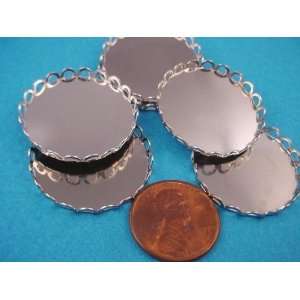  Silvertone round lace edge bezel cups 26mm Arts, Crafts & Sewing