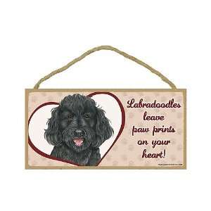 Labradoodles (Black)   leave paw prints on your heart Door Sign 5x10 
