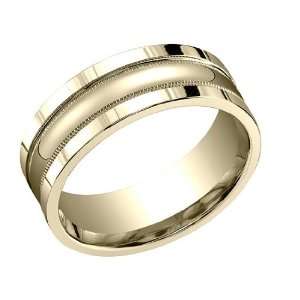 Benchmark Mens 8mm Satin Comfort Fit Wedding Band with Millgrain in 