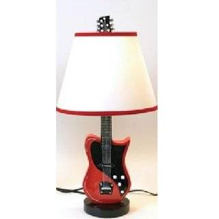 Electric Guitar Lamp Blue with Black Trimmed Shade