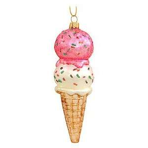  Ice Cream Cone Glass Ornament