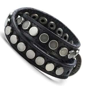    Trendy Mens Urban Snake Style Black Leather Bracelet Cuff Jewelry
