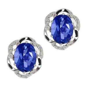  3.24 Ct Oval Blue Sapphire Mystic Topaz and Diamond 