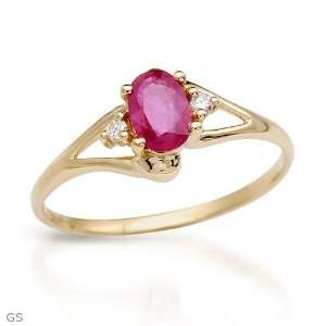  Ring With 0.56ctw Precious Stones   Genuine Clean Diamonds and Ruby 