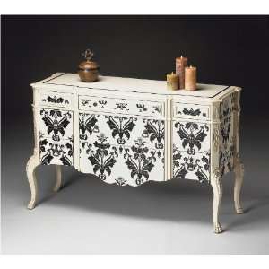   Painted Damask Console Cabinet by Butler Furniture