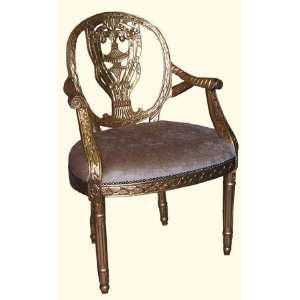  Gold Leaf Rococo Arm Chair with Gold Fabric