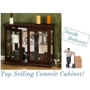  SEI Mahogany Double Door Curio Cabinet Furniture & Decor