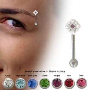  Flower Design Eyebrow Ring with Jewel   YE90 Jewelry