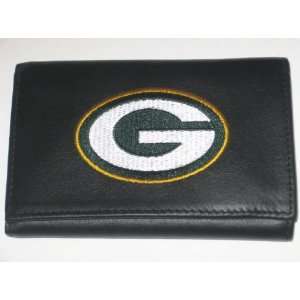 GREEN BAY PACKERS Tri Fold Genuine LEATHER WALLET with Embroidered 