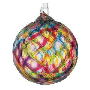 Glass Eye Studio Hand Blown Rainbow Diamond Facet Glass Ornament 