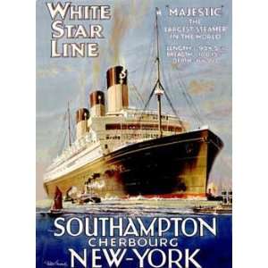   Star Line Southampton Cherbourg New York Giclee on acid free paper