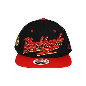 Zephyr Razzle Chicago Blackhawks Snapback Hat Black. Size 