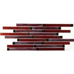   Random Bricks Red Linea Grande Collection Glossy Glass Tile   13650