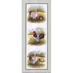 Roosters 2 Chickens by Peggy Thatch Sibley 4x10  Kitchen 