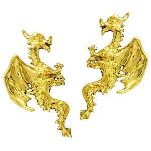   Right Gold Vermeil Pierceless Flying Horned Dragon Ear Cuff Jewelry