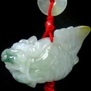 Jade Dragon Carp Tassel   8  Feng Shui Fish for Wealth Luck and Career 