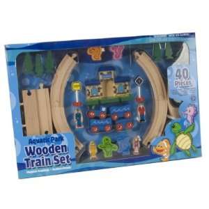  Wood Train Set 40 Pc   Aquatic Toys & Games