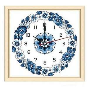    Blue and White clock Cross stitch Kit Arts, Crafts & Sewing