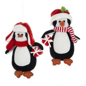 Club Pack of 12 Plush Fabric Penguin Holding Gift Christmas Figure 