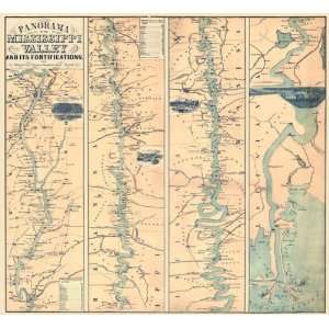  MISSISSIPPI (MS) VALLEY/RIVER (TN/LA/MO) MAP 1863