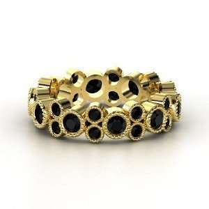  Hopscotch Eternity Band, 14K Yellow Gold Ring with Black 