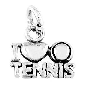  Sterling Silver One Sided I Love Tennis Charm Jewelry