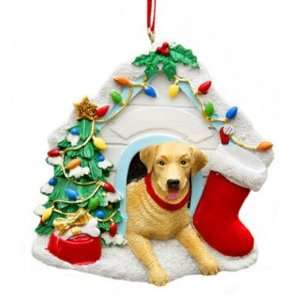  Yellow Lab in Doghouse Christmas Ornament