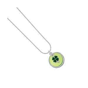 Mini Green Four Leaf Clover with Heart Leaves Lime Green Pearl Acrylic 