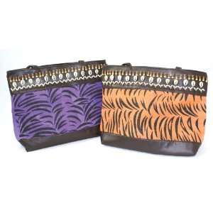Suede/Leather Handbag   Zebra  Purple