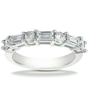  0.8 Ct Diamond Wedding Band Ring Baguette Prong 14k White 