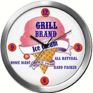  GRILL 14 Inch Ice Cream Metal Clock Quartz Movement 