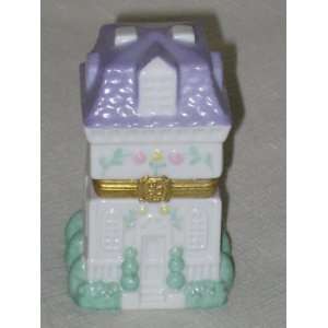   Porcelain Heart & Home Treasure Trinket Box w/ Charm 