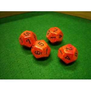  Speckled Fire 12 Sided Dice Toys & Games