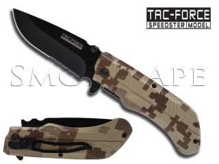 Tac Force Speedster Spring Assisted Tactical Knife Black w/ Brown 