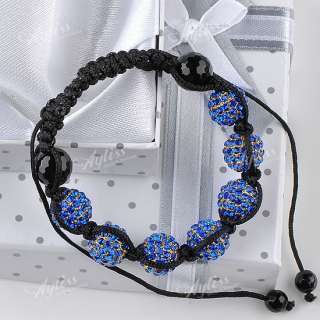  Crystal Disco Ball Beads Weave Macrame Hip Hop Bracelet + Gift Box