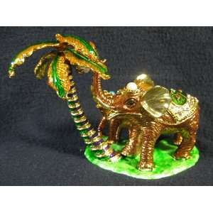 Mother & Baby Elephant with Tree Bejeweled Collectible Trinket Jewelry 