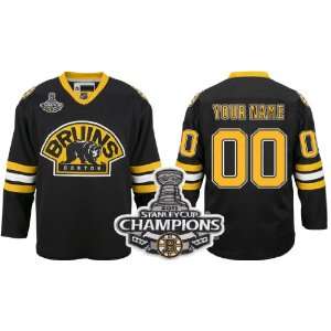 Customized Champions Patch Boston Bruins 3rd Black Hockey Jersey NHL 