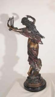 Classic Bronze Statue Figurine Casting Harp Girl by Moreau  