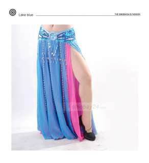   Novelty Single color Chiffon Open Belly Dance Skirt Without Belt