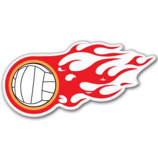 Volleyball on fire car bumper sticker 5 x 3  