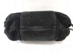   Black Genuine Suede Leather Shoulder Evening Bag Purse Pochette  