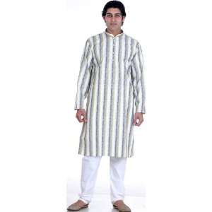  Cotton Kurta Set with Floral Design in Self   Pure Cotton 